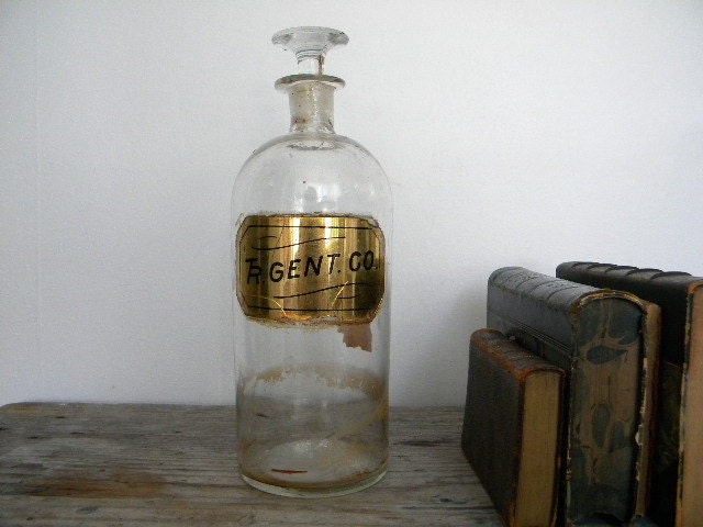 antique apothecary bottle. vintage industrial decor. 1800s. pharmacy.