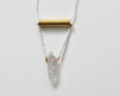 Clear Crystal Quartz Point Triangle Necklace