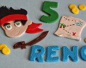 Fondant Pirate, Sword, Treasure Map and Coin Cake Decorations Perfect for your Little Pirate Party