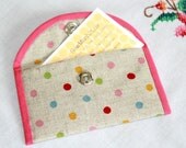 Japanese Linen Polka Dot Business Card Credit Card Wallet