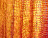 Vintage Modern Curtain Panel PERSIMMON and TANGERINE WEAVE Patio Sliding Door 1960s 70s