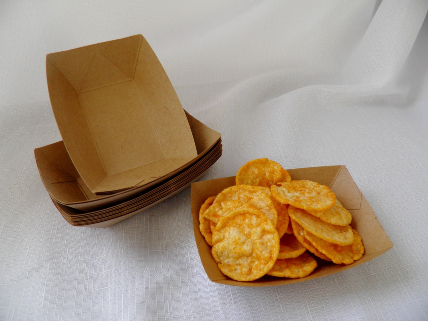 50 Brown Kraft Food Trays- small size