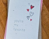 Valentine Plantable Seed Paper Valentines Day Greeting Note Card, You're My Favorite
