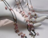 Mystic Spinel and  Pyrite Oxidized Silver Necklace, Long Wire Wrapped Necklace with Spinel