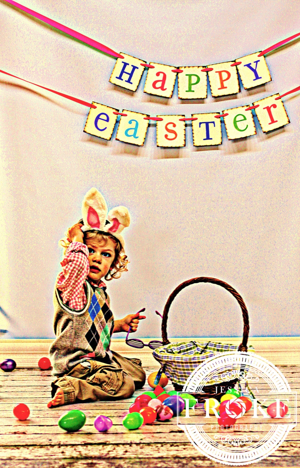 Happy Easter Banner Easter Sign Easter Bunting Garland Fantastic Photo Prop Bright Colors