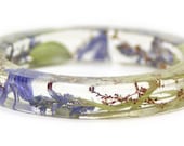 Flower Jewelry- Resin Bangle- Real Flowers- Flower Bracelet- Purple Bangle- Purple Bracelet-Green Bracelet-Resin Jewelry-Resin Bangle