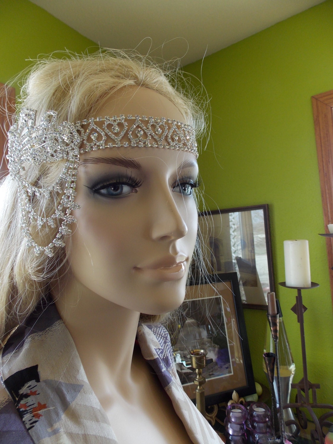 Wedding flapper headpeice rhinestone Great gatsby headband 1920s wedding reception