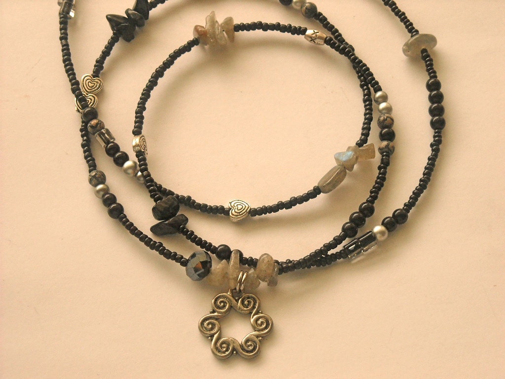 Labradorite, Blackstone Circle and Star  Waistbeads