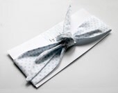 Tie Up Head Scarf White with Powder Blue Polka Dots - Headband