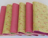 Tabletop Burlap Placemats Reversible Pink Green Set of Six 14" x 20"