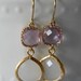 White Opal and Lavender Trimmed in Gold Earrings, Bridal, Bride, Wedding, Mothers Day