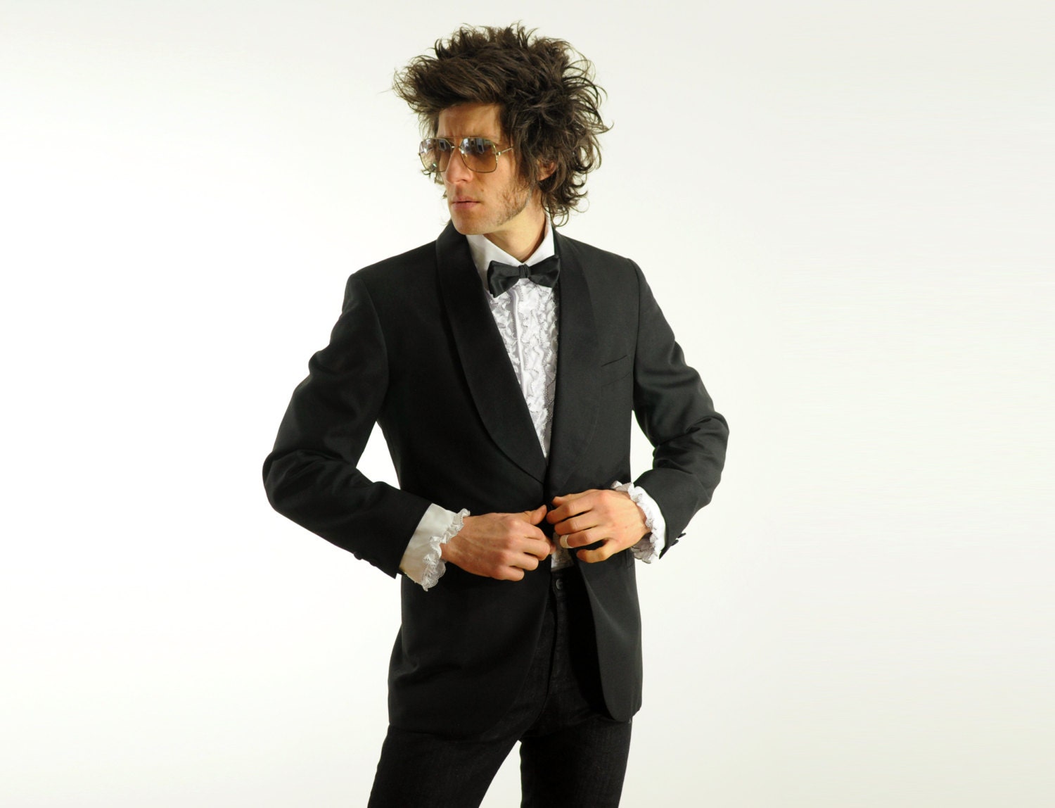 70s mens black tuxedo jacket 1970 Brooks Brothers single button satin shawl lapel 40R slimfit