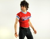 vintage Challenger baseball jersey ringer v-neck red white blue XS extra small No. 5 Oceanside CA Little League