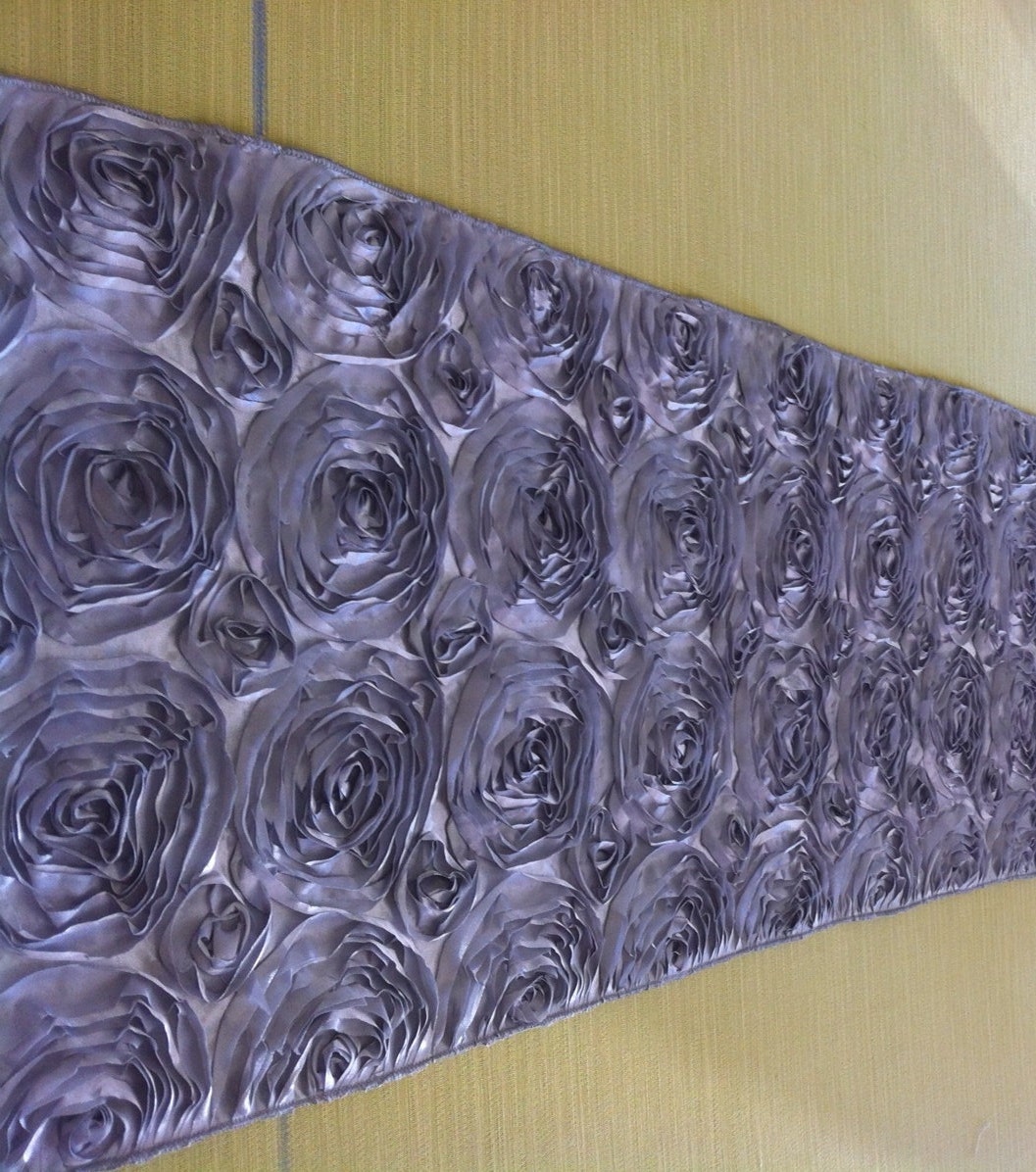 Custom Made Silver Rosette Table Runner 90 x 16