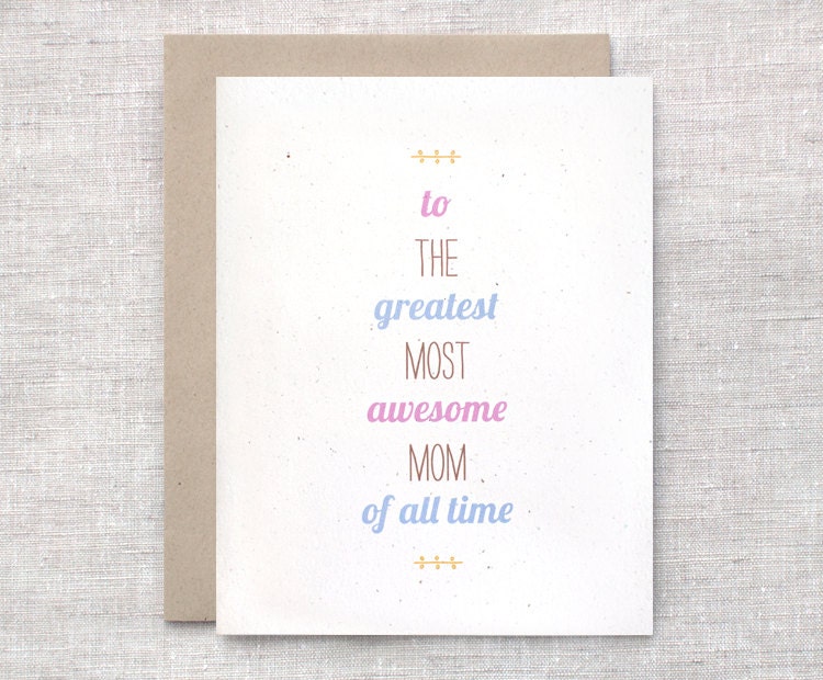 Mother's Day Card - Awesome Mom, Typography - Eco-Friendly Birthday Card