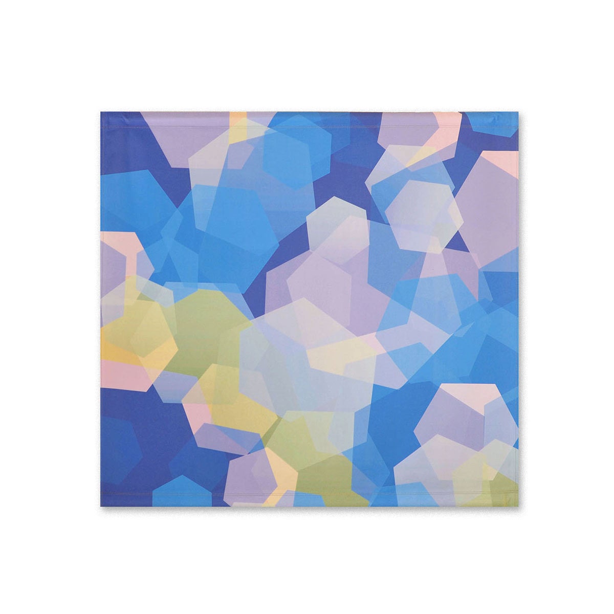 Fabric Wall Hanging Art Panel - Blue Hexagon Pattern, 35" x  33" -  Ready To Hang, Hardware Included