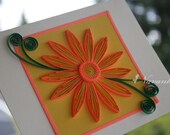 Handmade Greeting Card with Orange and Yellow Paper Quilling Flower perfect for  all occasions