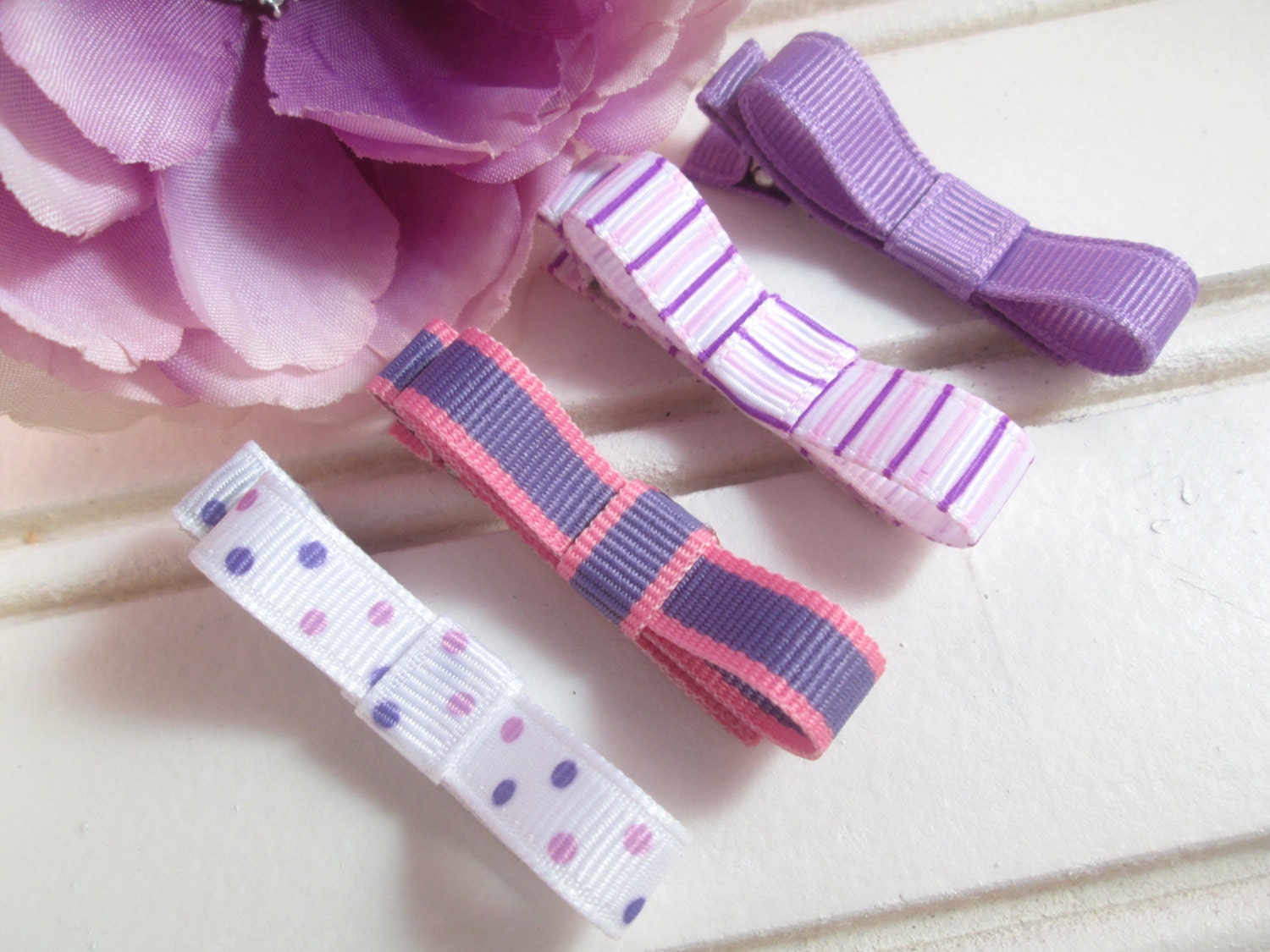 Toddler hair clips/Baby hair clips/Infant hair clips/Baby hair bow/Toddler hairbow/ tuxedo Bow/Purple Alligator Clips