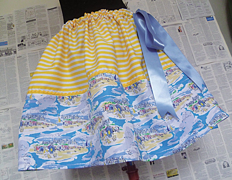 Beach Dress, Skirt, Summer Clothes, Beach wear, 1950s print dress, ROOBY LANE, Ooak