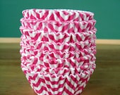 Pink Chevron Cupcake Liners - Set of 40 - Chevron Baking Liners