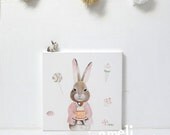 Children's Art, Girls Room Art, Painting, Rabbit, Girl Art Painting, Kids Art, Girls Decor, Cute, Whimsical - Sweet Bunny illustration