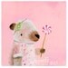 Nursery Art Print, Kids Wall Art, Nursery Decor, Teddy bear and lollipop, Baby Pink Decor