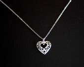 Heart charm pendant necklace - sterling silver