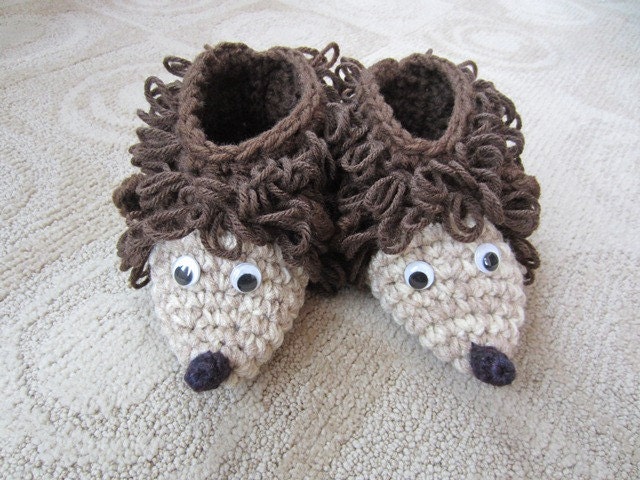Crochet House Boot Slippers Crochet Toys Crochet Animals Crochet Kids Slippers Hedgehog for Boy or Girl