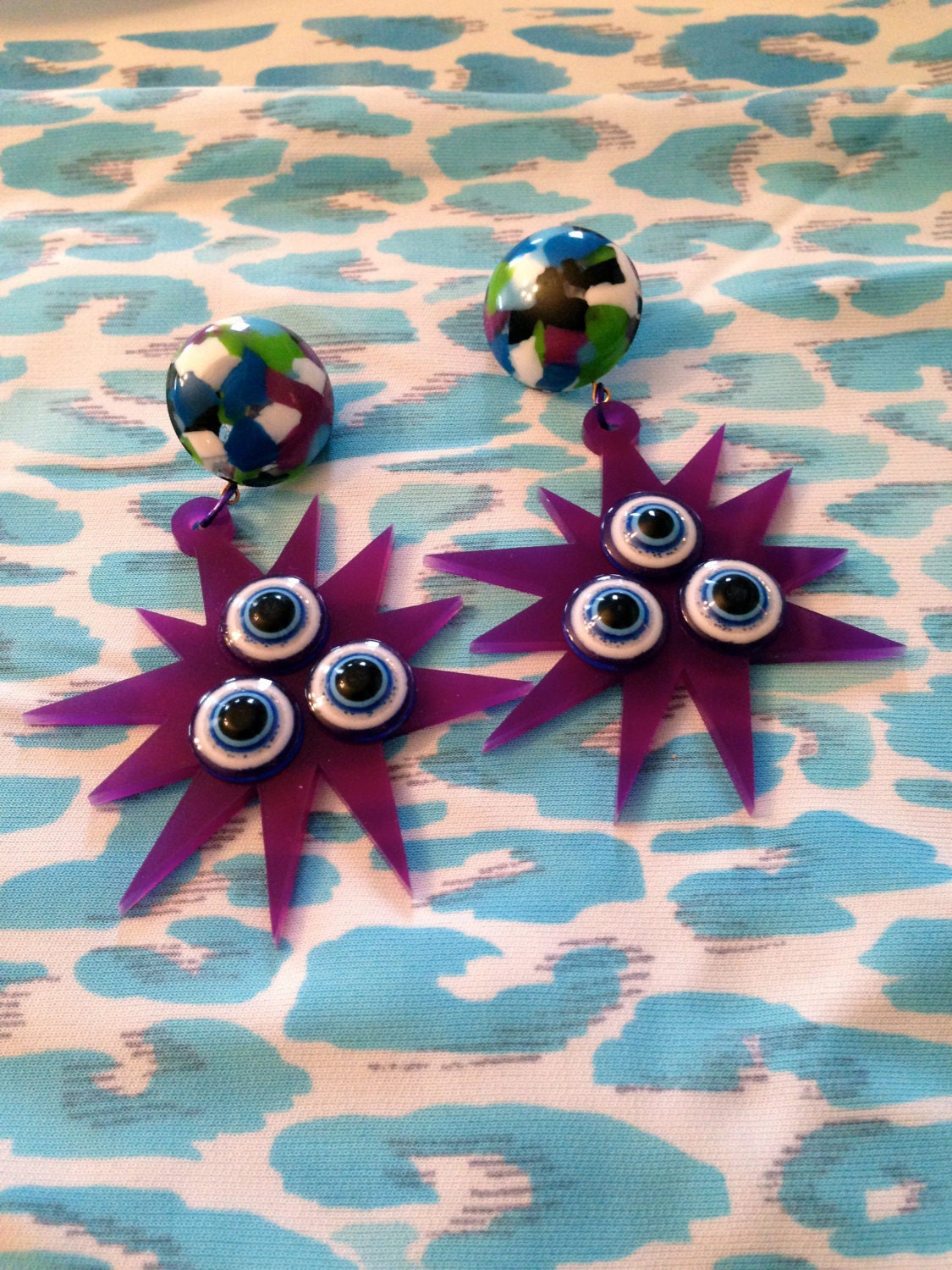 Huge Purple Evil Eye Acrylic Earrings SPECIAL EDITION