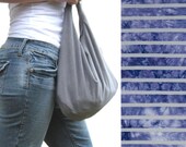 Cross Body Bag. Over Shoulder Purse. Hobo Bag. Spring Line. Blue Tie Dyed with White Stripes. Customized Mothers Day Gift.