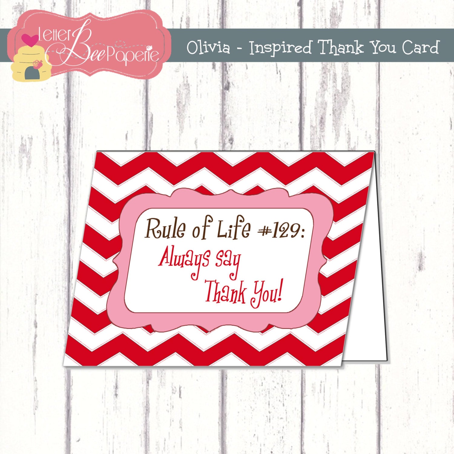 Olivia - Inspired Thank You Card - DIY You Print Il_170x135