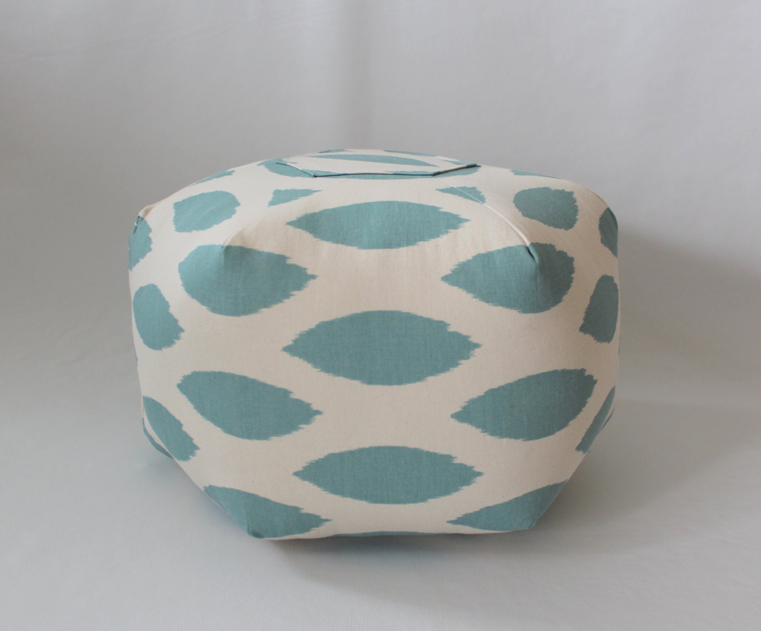 18" Ottoman Pouf Floor Pillow Village Blue Ikat