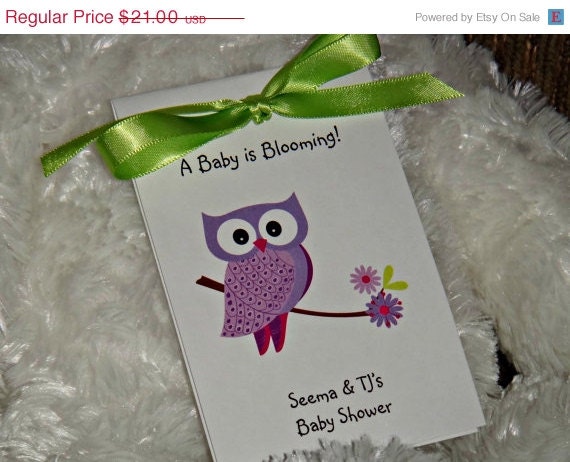 ON SALE Purple Owl Flowers Baby Shower Birthday Party Flower Seeds Packets  Baby Sprinkle Party Favors