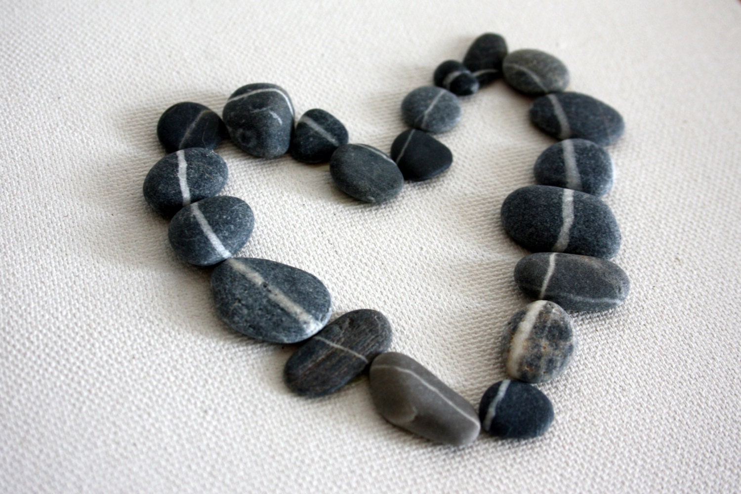 heART - pebbles collage  on canvas from natural stones with lines drawn by nature... lovely artwork and perfect wedding gift...