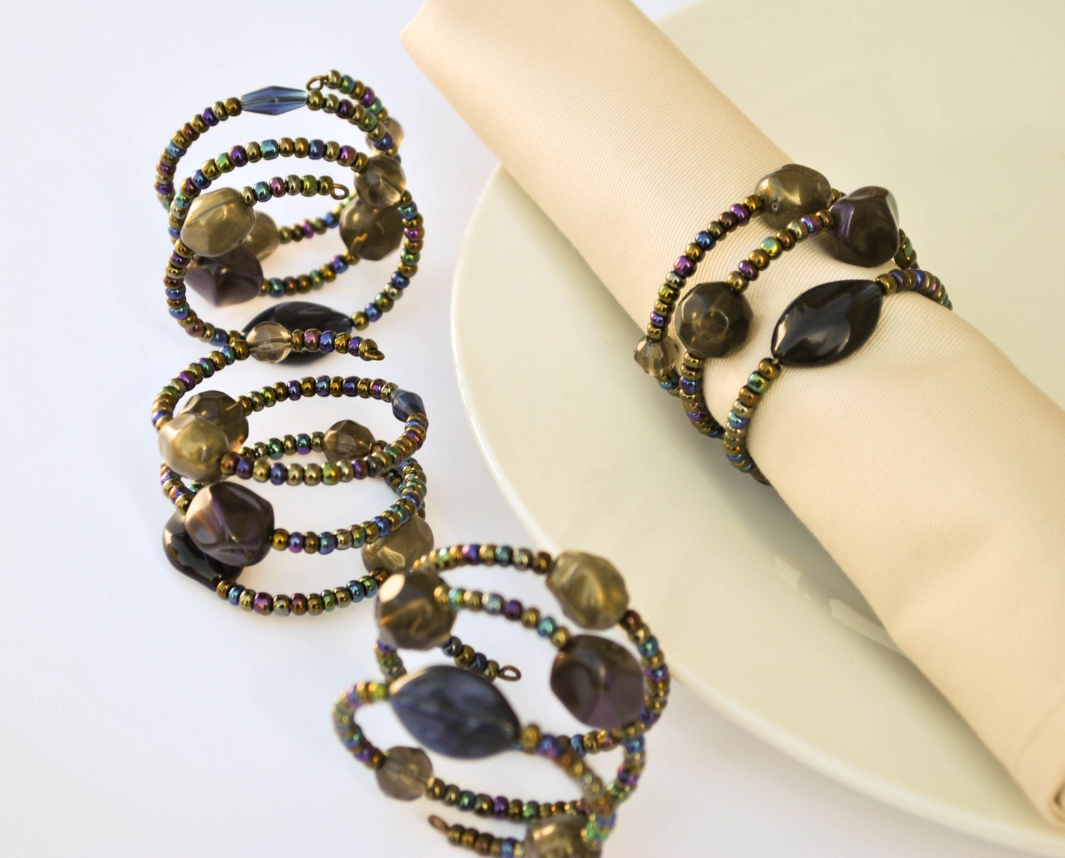 Beaded Napkin Rings--Set of 4--Arabian Twilight