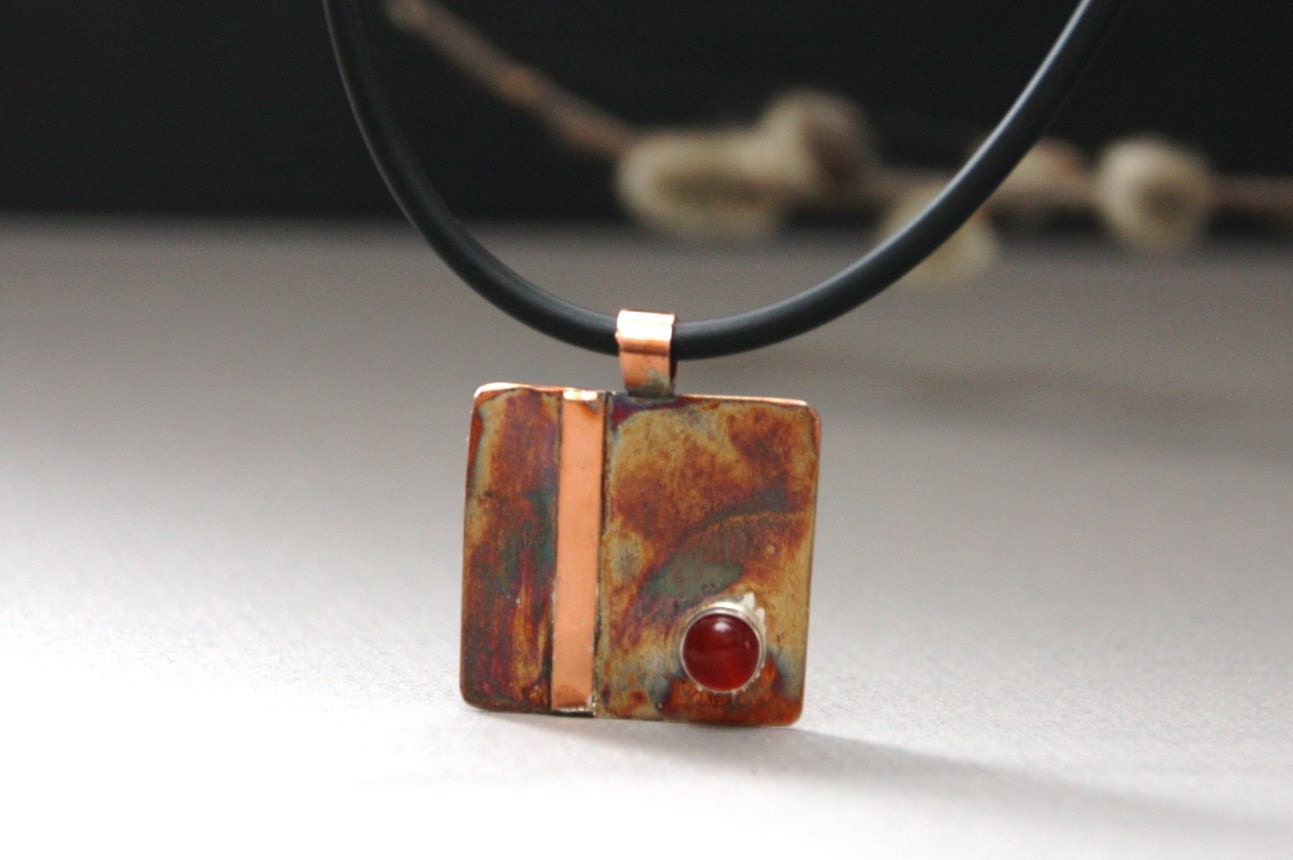 Bronze and Copper Necklace with Carnelian