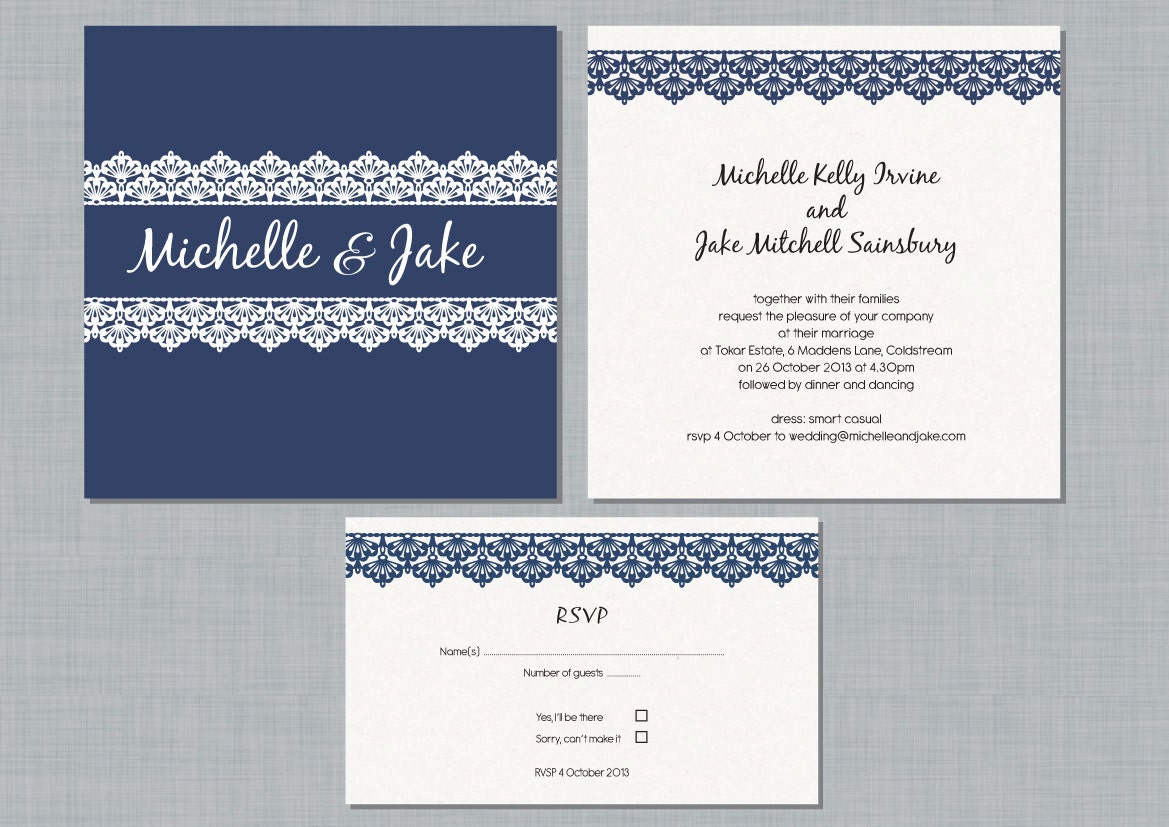 Printable Wedding Invitation Set - Lace Fan
