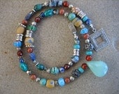 TRIBAL STYLE NECKLACE Ethnic Gemstone Necklace African beads handmade jewelry ooak free ship