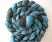 Tour de Fleece Free Shipping, Turquoise and Black, 'Midnight Rider' Hand-dyed Polwarth Silk Roving, 4 oz., Spinning Upgrade Available