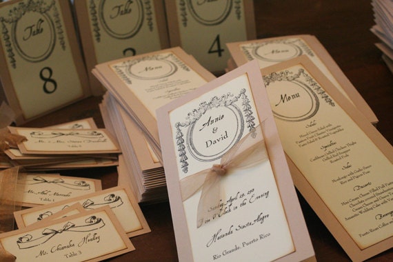 Wedding Escort Cards, Ornate Frame, French Wedding, Vintage, Shabby Chic, Two-Sided, Scripture, Color Options, Custom, Unique
