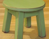 Reclaimed wood/ Primitive/ round stool/ step stool/ foot stool/ painted/ green/ 12" H