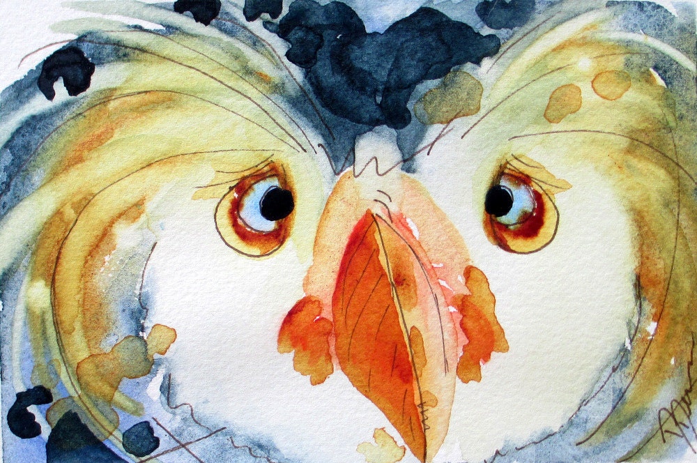 Original Watercolor Print of Puffin, Colorful Bird Art, Tufted Puffin Art Print