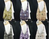 ON SALE Elephant Symbol - Cotton Sling Bag Purse Crossbody Messenger (M) - You Pick Color