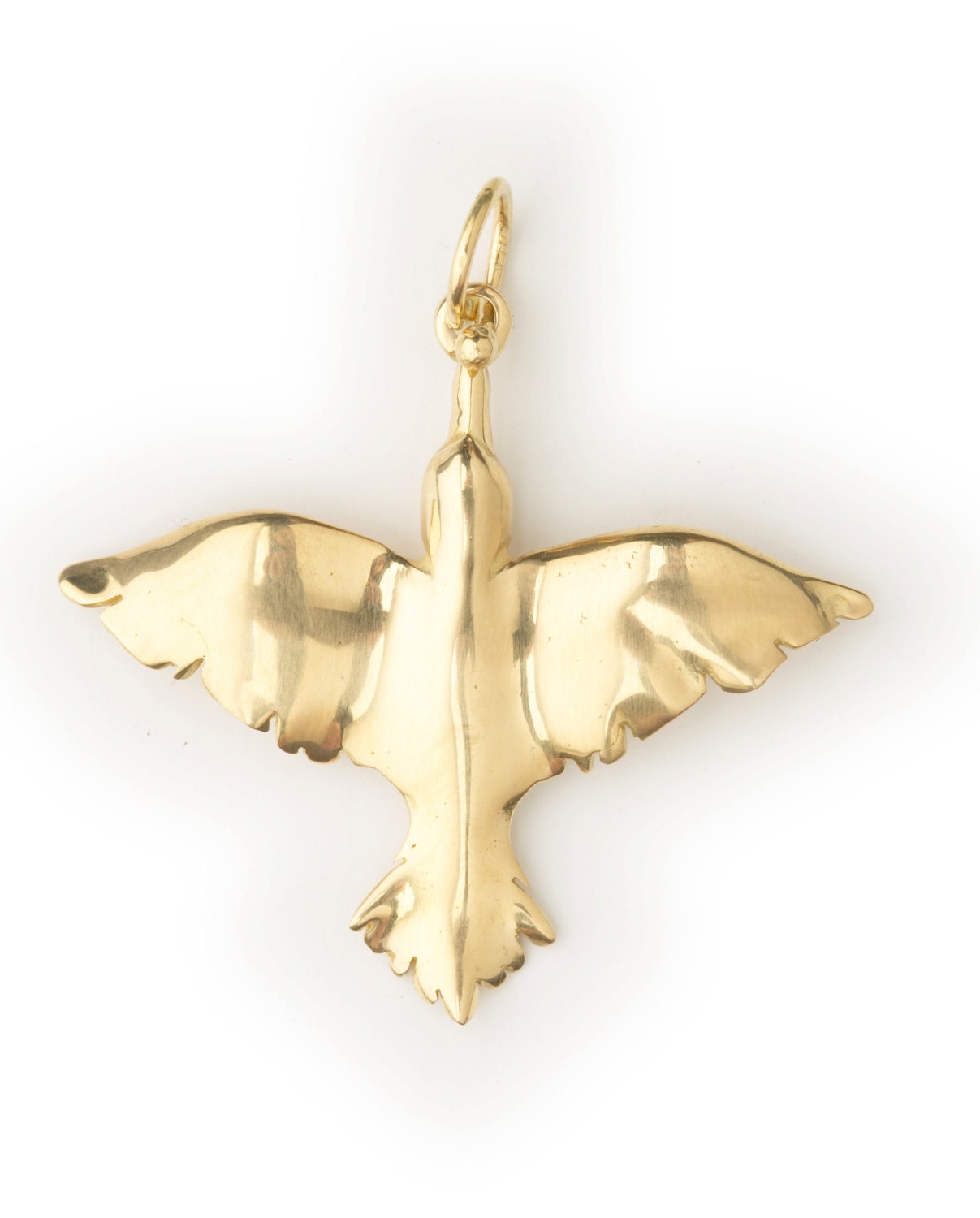 Solid 18k gold Sun Bird pendant necklace