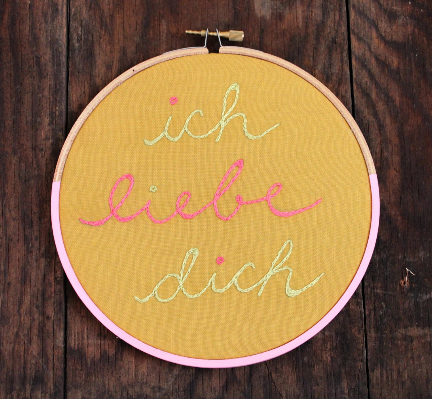 Ich Liebe Dich Handwritten German Love Note, Dipped Hoop