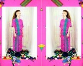 Vtg 80s/90s Psychedelic Egyptian Print Two Piece Outfit M/L/OS