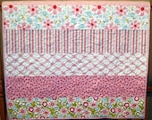 Sale Riley Blake Sweet Divinity Baby/Toddler Girl Pink and Green Quilt --39" x 50"