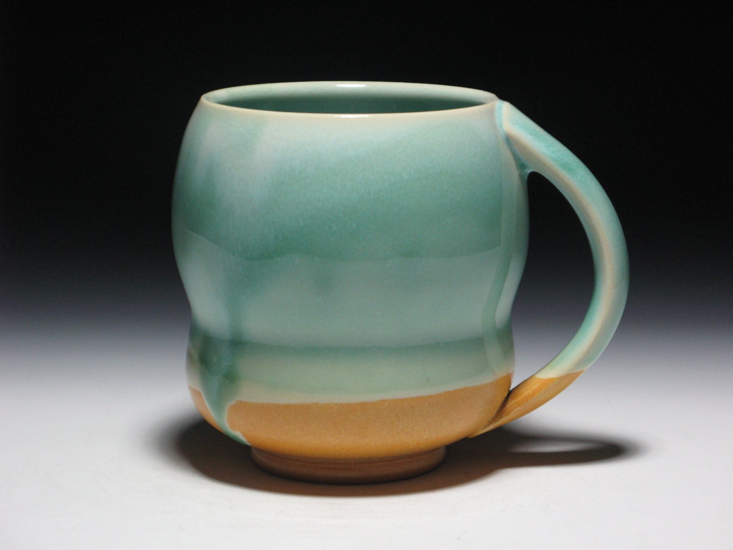 Pottery Mug 12 oz. Ceramic Handmade Coffee Tea Turquoise, Green, Orange