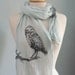 Hand dyed cotton scarf with screenprinted owl