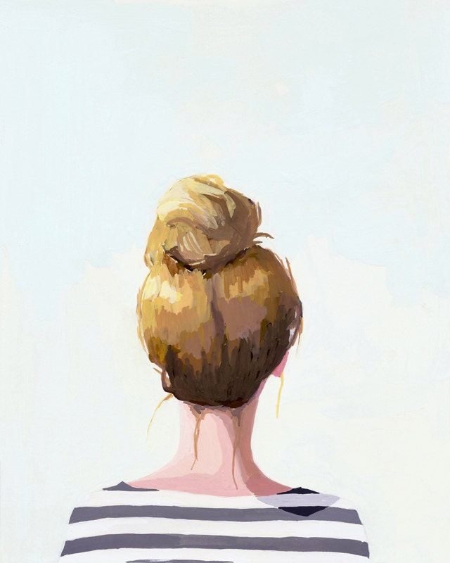 5x7" hair art - bun print - "Top Knot 18"